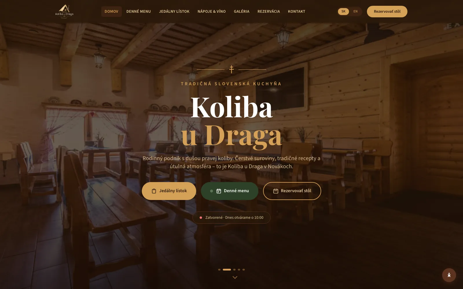 Website and bookings — Koliba u Draga