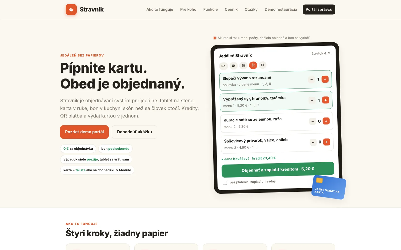 Stravník — objednávanie stravy pre jedálne