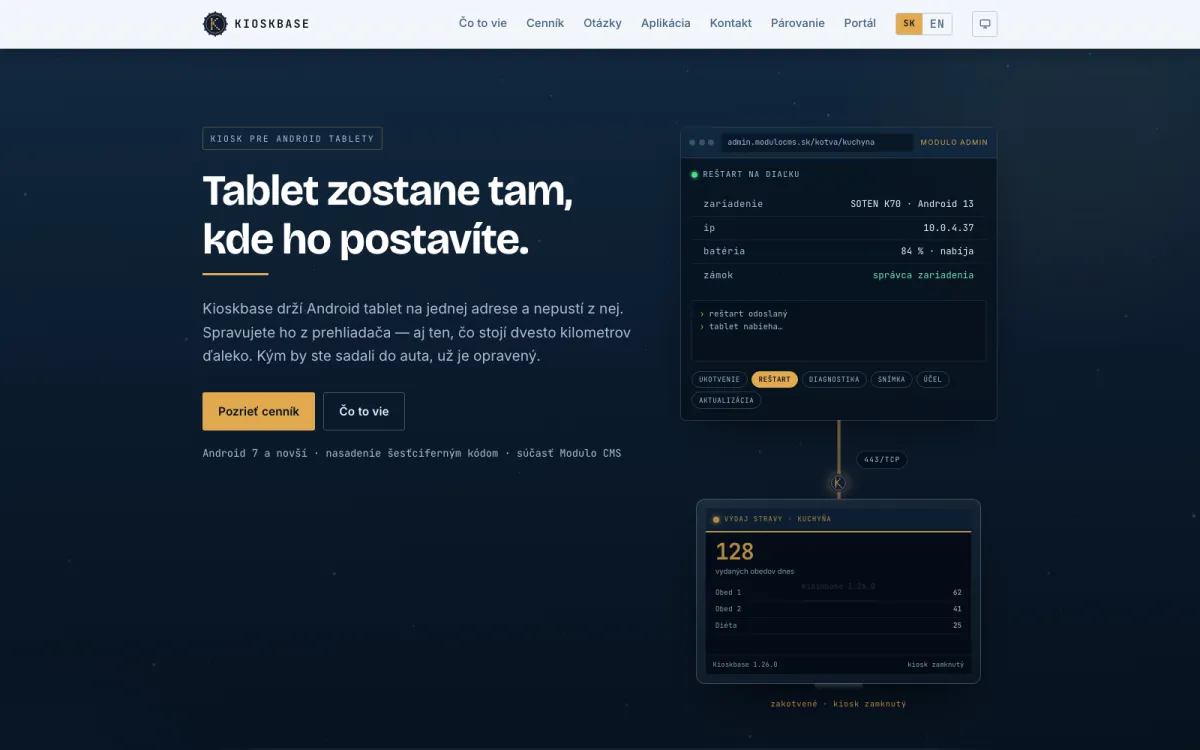 Náhľad webu produktu Kioskbase