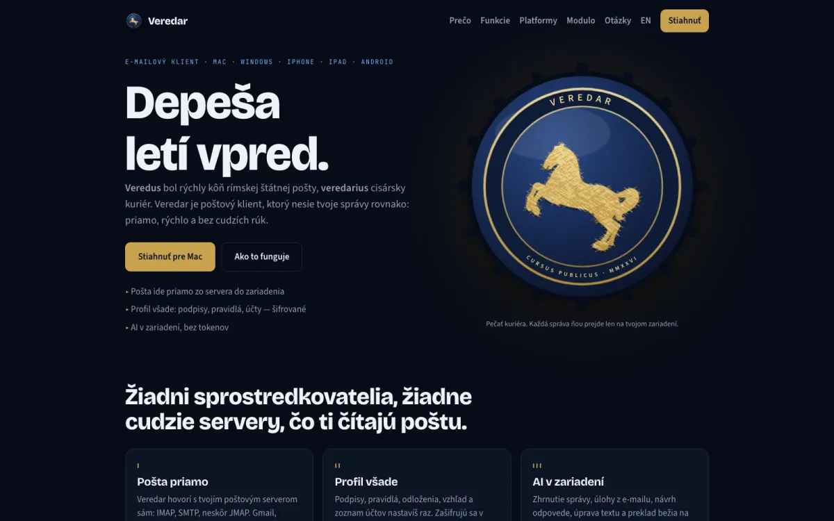 Náhľad webu produktu Veredar