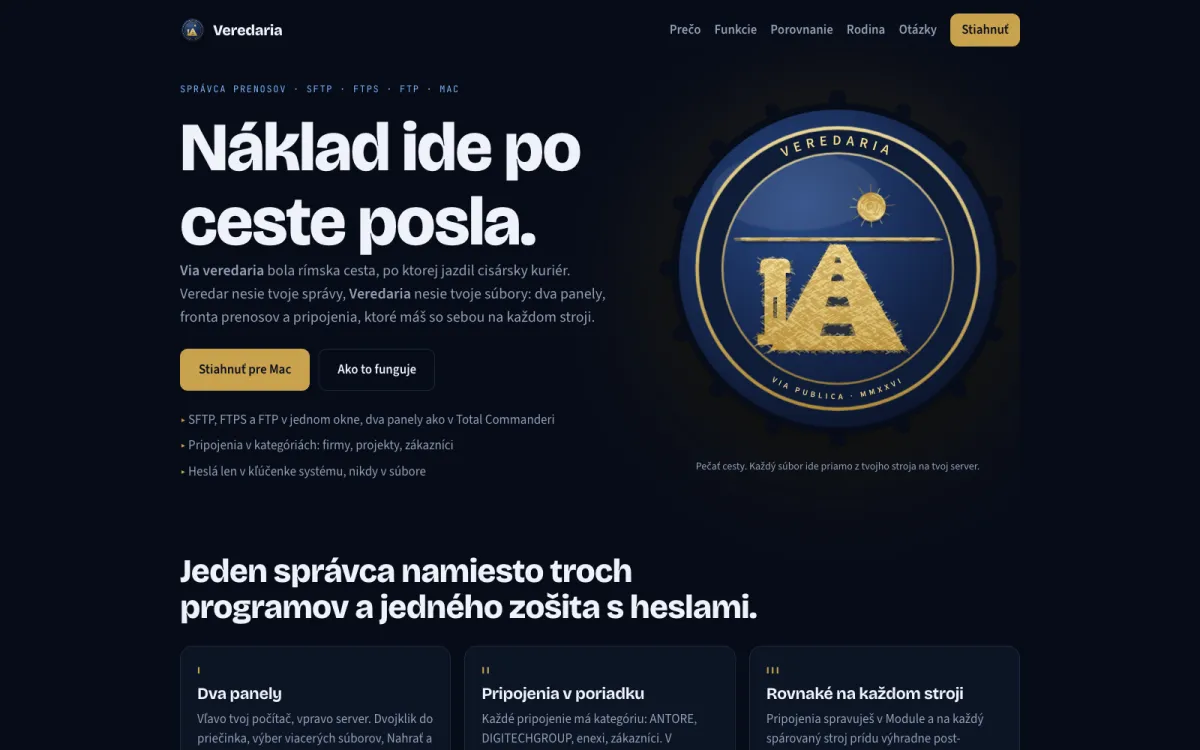 Náhľad webu produktu Veredaria